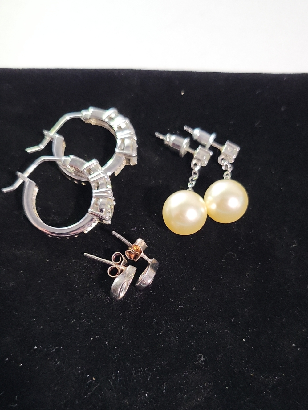 Classic 925 Pearl Drop Earrings Lot